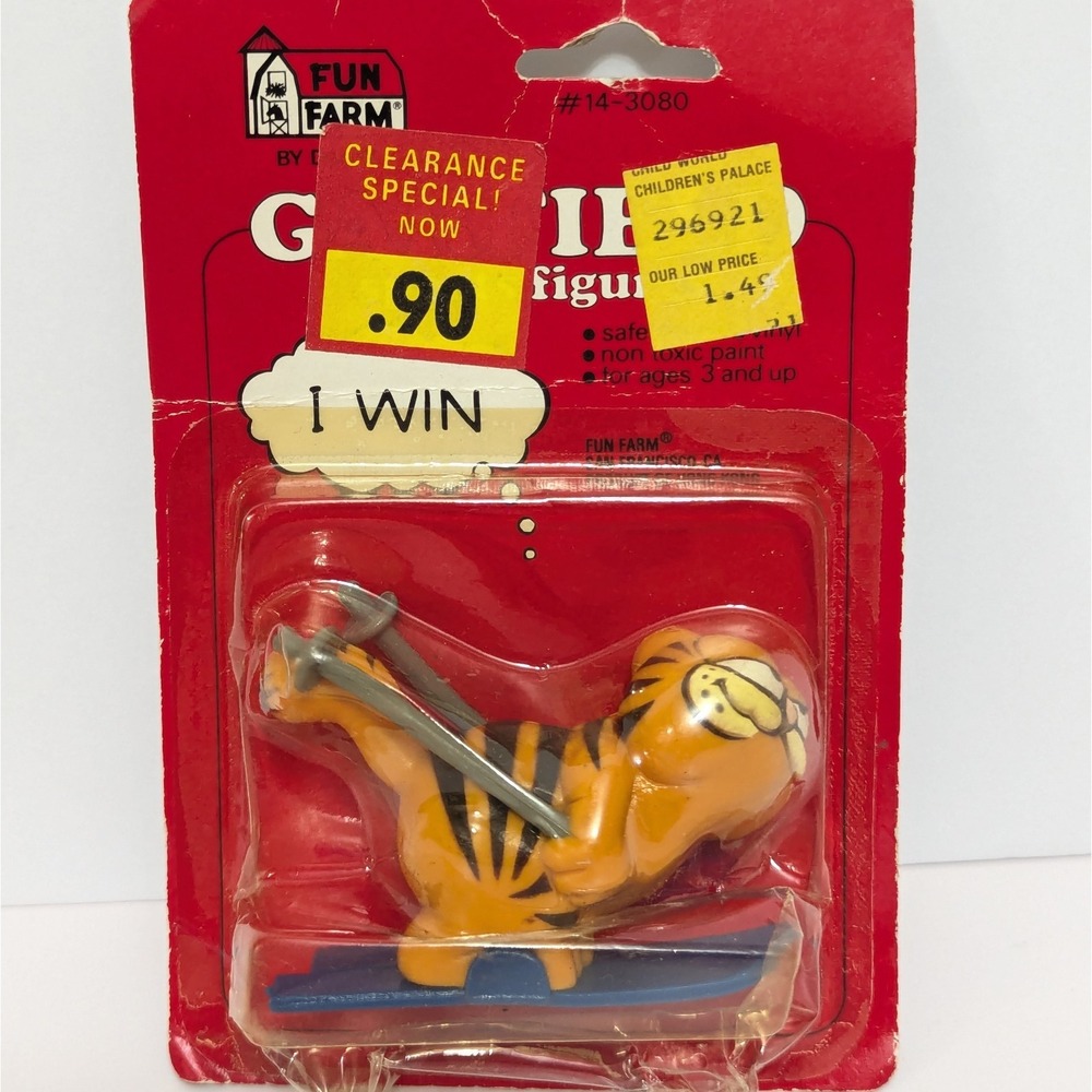 Vintage 1980's GARFIELD "I WIN" Sports Skiing Figure Fun Farm NEW In Package
